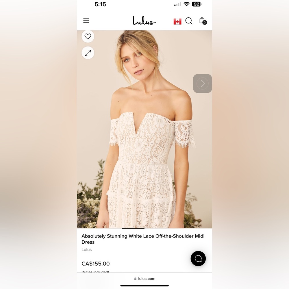 Lulus BNWT lace/off shoulder dress Large